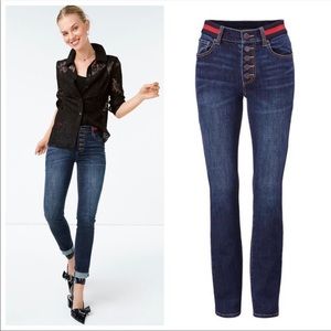 CABI #3751 Button Fly Skinny Dark Wash Denim Jeans Size 2